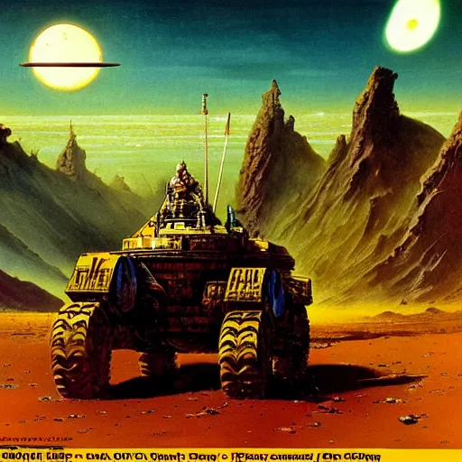 Image similar to sardaukar warrior on mars, vintage sci - fi art, by bruce pennington