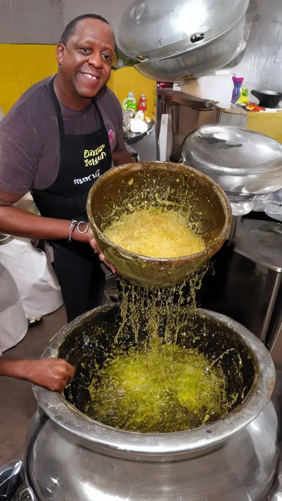 Prompt: dave benson phillips cooking up a cauldron of gunge