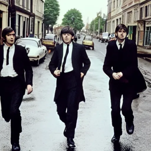 Image similar to Live Action Still of Jerma985 in The Beatles A Hard Day's Night (Film), real life, hyperrealistic, ultra realistic, realistic, highly detailed, epic, HD quality, 8k resolution, body and headshot, film still