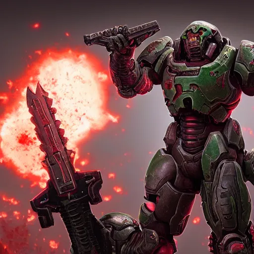 Image similar to doom slayer from doom eternal, photography