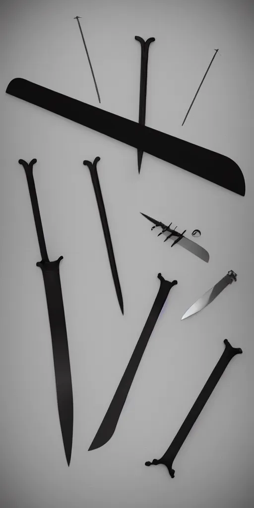 Prompt: long sword, black skeleton sword guard, orthographic. studio lighting, photorealistic