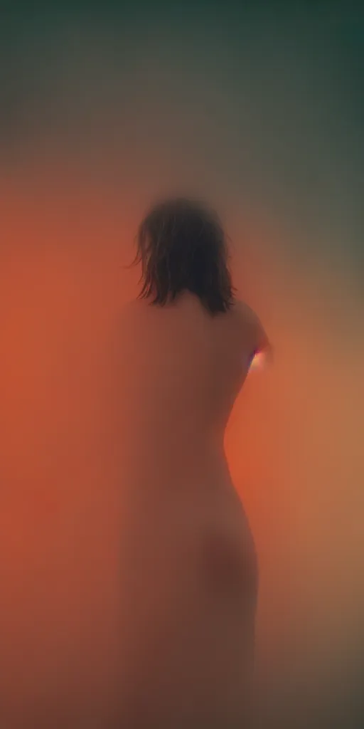 Image similar to a blurry closeup picture of woman's skin gripped tightly, female bodies, hands, dripping wet, macro photography, long exposure photograph, surrealism, anamorphic bokeh, cozy, soft light, cyan and orange, caustic, atmospheric fog, octane render, cinematic