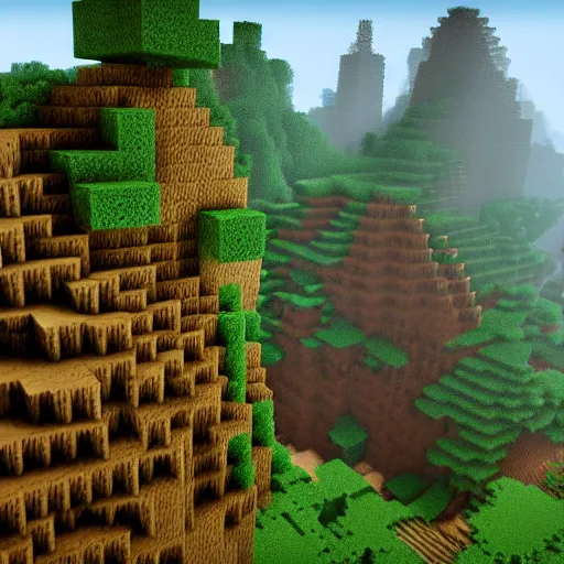 Prompt: a minecraft forest in real life, photograph, trending on artstation