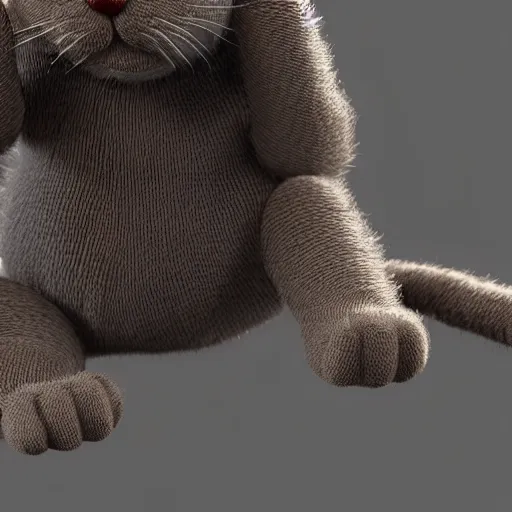 Image similar to claymation kitten playing with yarn detailed 4 k 3 d render