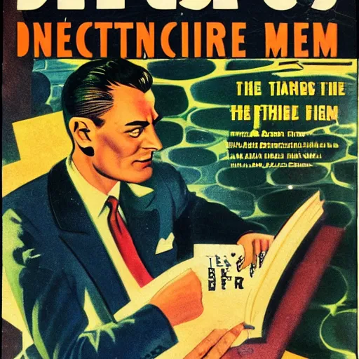 Image similar to the case of the reflected man, illustration for popular detective, march 1 9 5 2