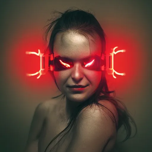 Image similar to “a cyborg woman with red eyes”