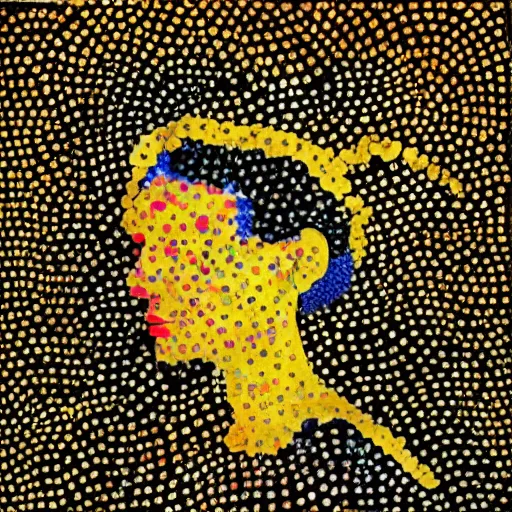 Prompt: fred tomaselli, Photoshoot Portrait Golden Wren, a beautiful Post impressionist, northern Vintage