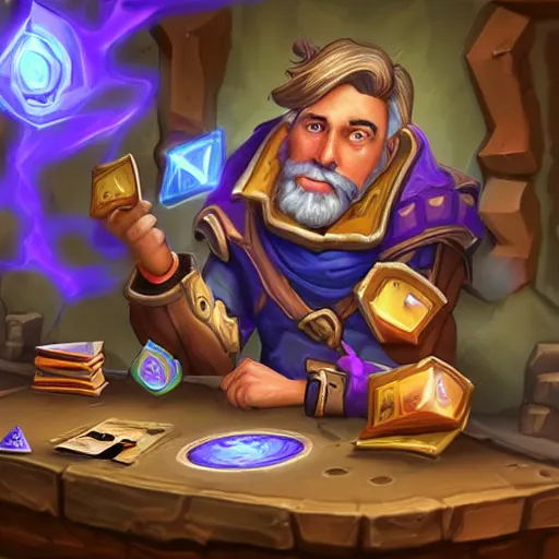 Image similar to a man spending all his money on hearthstone, digital art