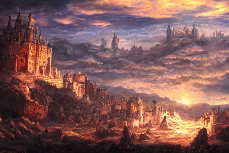 Prompt: a detailed matte landscape painting of king richard the lionhearted as a shonen anime protagonist attacking jerusalem, 8 k, volumetric lighting, in the style of disney, art by kentaro miura and akira toriyama