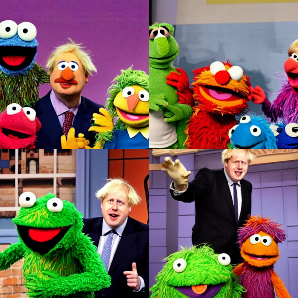 Prompt: boris johnson as a muppet on sesame street