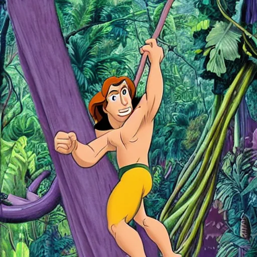 Image similar to tarzan in the jungle of New York, Disney style
