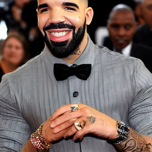 Image similar to drake with a big smile, detailed face, sharp focus