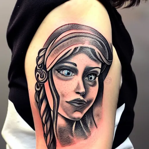 Image similar to tattoo of a portrait of zelda