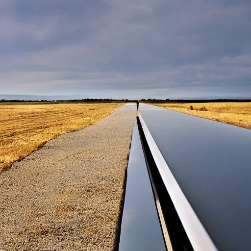 Prompt: realistic photo of flat broken mirrors stretching to the horizon