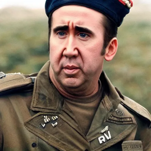 Prompt: Nicolas Cage starring in Saving private Ryan