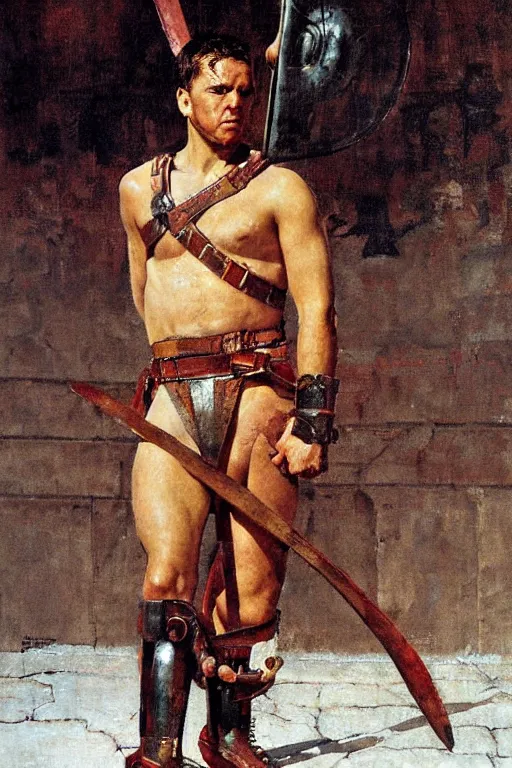 Image similar to Gladiator painted by Norman Rockwell