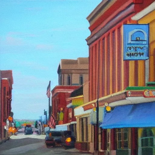 Image similar to beautiful oil painting of downtown galva by olaf krans