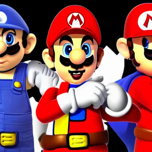 Image similar to a man poorly cosplaying super mario characters