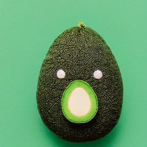 Prompt: a photo of a smiling cute avocado plushie, real trending on instagram image, focal lens backdrop