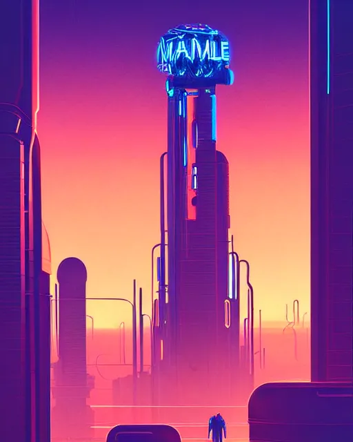 Prompt: beautiful painting of a cyberpunk marseille inspired by gustave eiffel, art by mike winkelmann, golden hour, illustration, highly detailed, simple, smooth and clean vector curves, no jagged lines, vector art, smooth, artstation