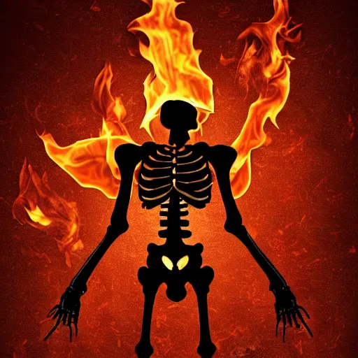 Prompt: badass skeleton with flame background, high definition, 8k, high detail