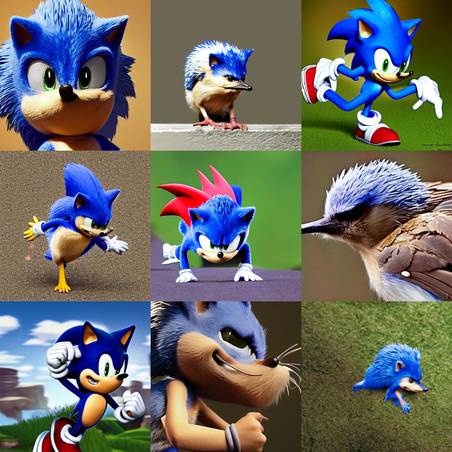 Prompt: sonic the hedgehog as a bird