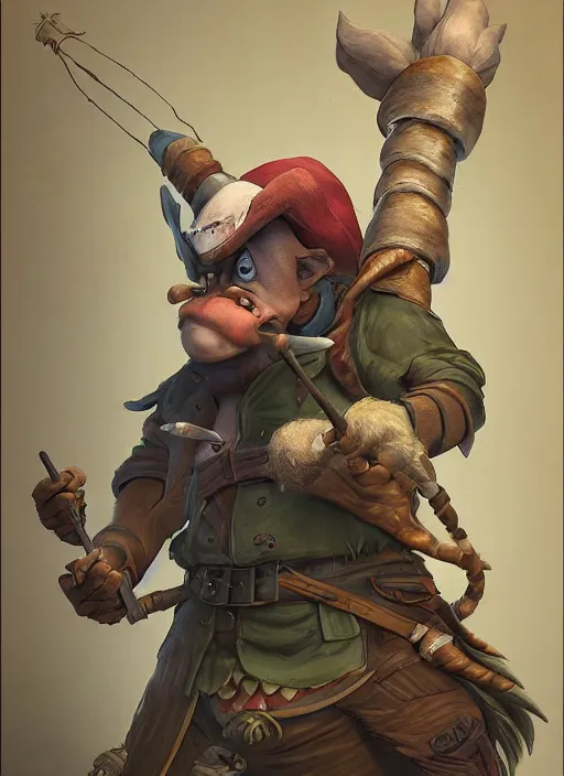 Image similar to studio ghibli pathfinder 2 e bestiary digital illustration of a goblin mixed with a monkey smoking a cigar, pirate themed, character portrait, unreal engine, hyper realism, realistic shading, cinematic composition, realistic render, octane render, detailed textures, studio lighting, photorealistic, wide shot