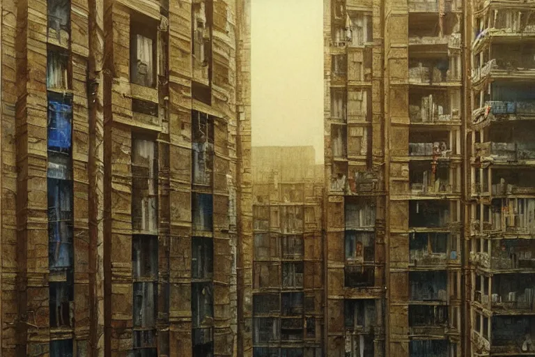 Image similar to cyberpunk, an estate agent listing photo, external view of a 1 bed flat in London, by Beksinski