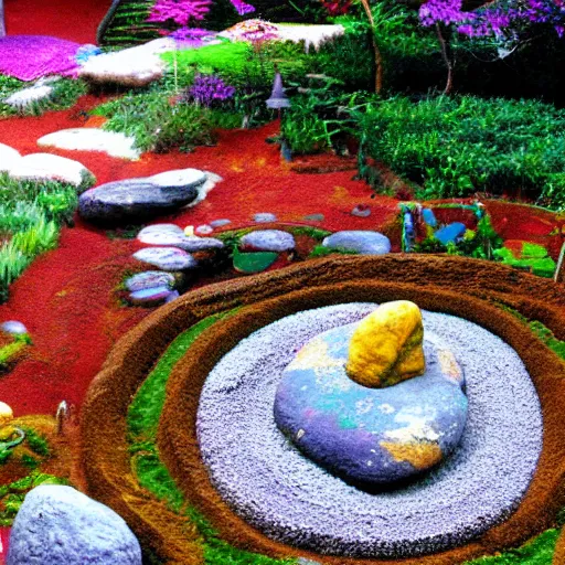 Prompt: psychedelic Buddhist zen garden