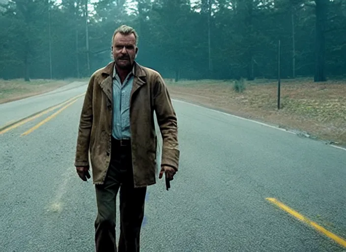 Image similar to film still of!!!!! kevin costner!!!!! as jim hopper in stranger things, 4 k