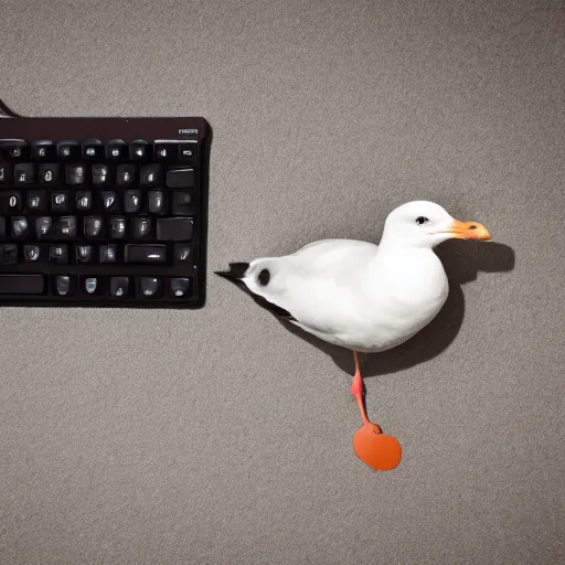 Prompt: Seagull doing late night gaming