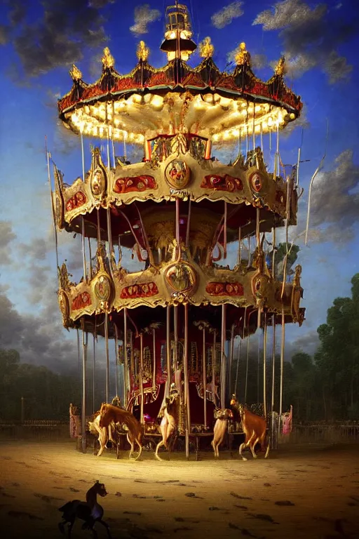 Prompt: a beautiful digital illustration painting of a fantasy carousel with painted horses by benoit b. mandelbrot, steven belledin, martin johnson heade, lee madgwick, caspar david friedrich, and david rios ferreira. 8 k resolution trending on artstation concept art digital illustration