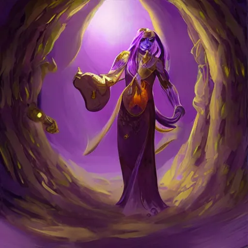 Prompt: Amethyst potion, inner light. Masterful fantasy concept art.