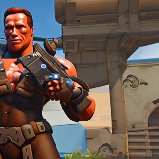 Image similar to a screenshot of arnold schwarzenegger in overwatch