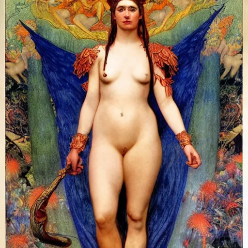 Prompt: the queen of the underworld in full regalia, by Annie Swynnerton and Diego Rivera and Tino Rodriguez and Maxfield Parrish, elaborately costumed, rich color, dramatic cinematic lighting, extremely detailed