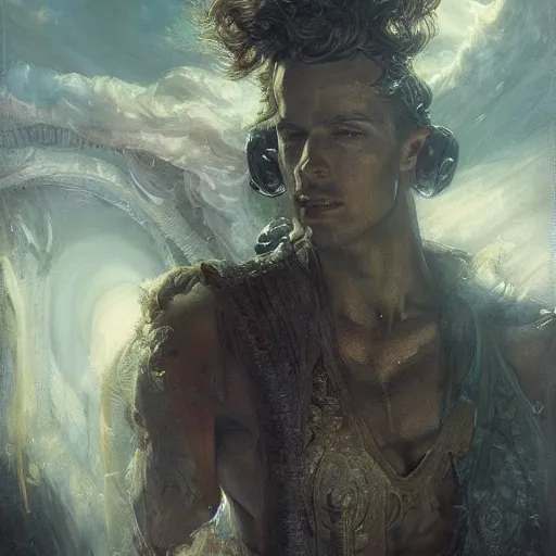 Image similar to handsome portrait of a young guy fitness posing, radiant light, caustics, war hero, hades supergiant, by gaston bussiere, bayard wu, greg rutkowski, giger, maxim verehin