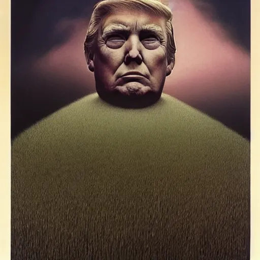 Image similar to Donald Trump. Pitiful. Zdzisław Beksiński