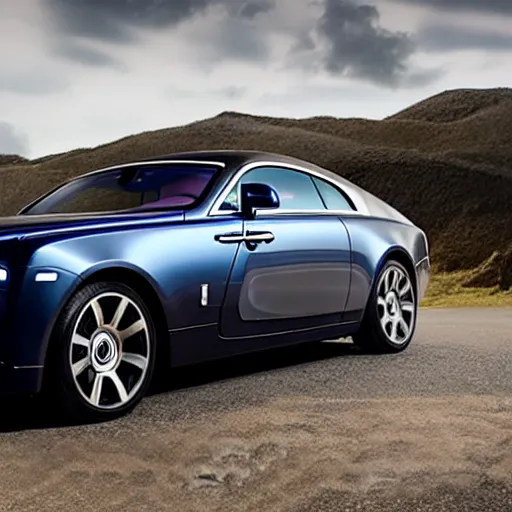 Image similar to rolls royce wraith with jet engine attached driven by muscular balding man