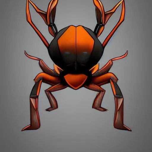 Prompt: A pokemon that looks like a stag beetle,body like a pumpkin，Trending on art station. Unreal engine.