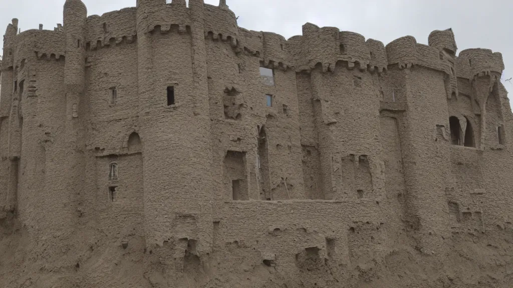 Prompt: a castle made of Mud