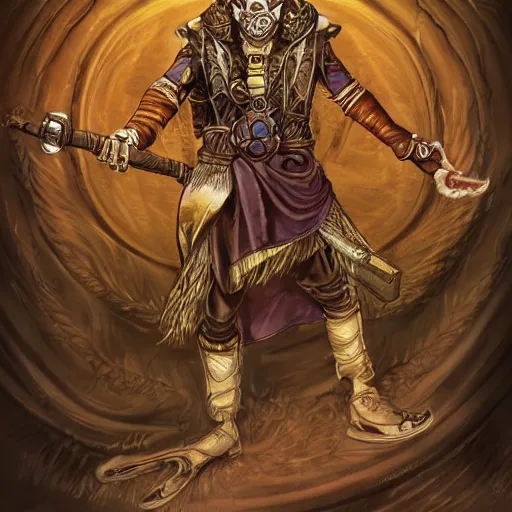 Prompt: a highly detailed concept art of a rakshasa sorcerer in a steampunk spaceship