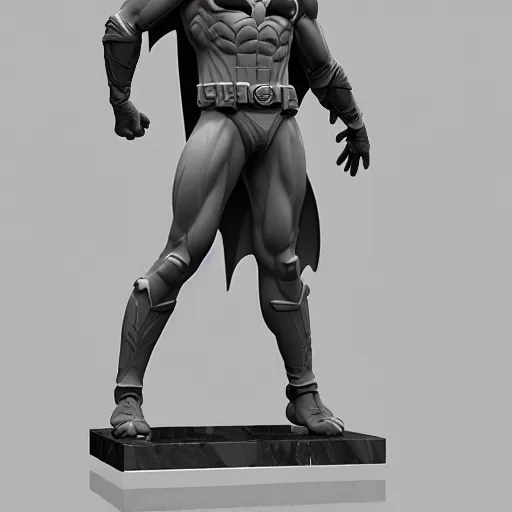 Image similar to marble statue of batman, hyper detailed, digital art, trending in artstation, cinematic lighting, studio quality, smooth render, unreal engine 5 rendered, octane rendered, art style by klimt and nixeu and ian sprigger and wlop and krenz cushart