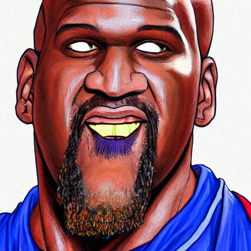 Image similar to portrait painting of shaquille o'neal, art by akira toriyama, 4 k, dragon ball artstyle, cel shaded, highly detailed, epic lighting