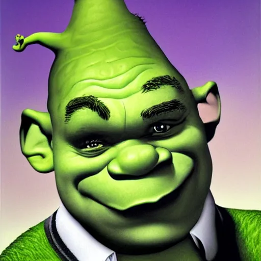 Prompt: An airbrush caricature of Shrek