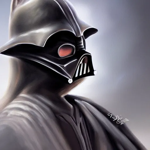 Prompt: highly detailed painting of a cat looking like darth vader, digital painting, artstation