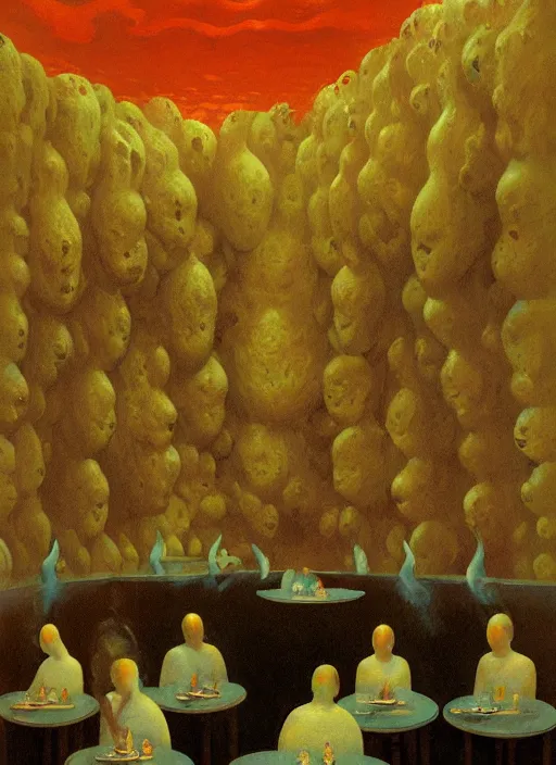 Image similar to spherical lava people at underwater restaurant Edward Hopper and James Gilleard, Zdzislaw Beksinski highly detailed