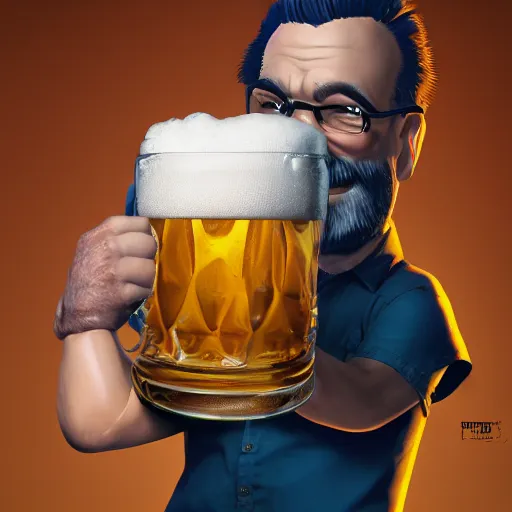 Image similar to Funcy Pop of Man holding beer, hyperdetailed, artstation, cgsociety, 8k,