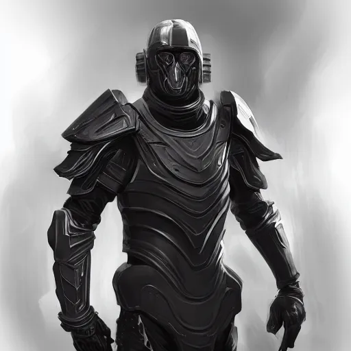 Image similar to a man in futuristic black armor ,D&D, sci-fi, elegant, hopeful, muscular, highly detailed, digital painting, artstation, concept art, smooth, sharp focus, illustration