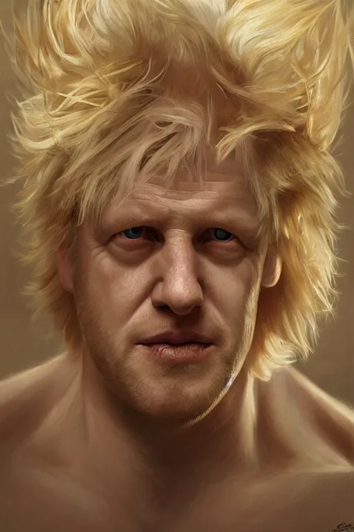 Prompt: portrait of boris johnson as a hairy blond hulking herculean demon, very pale skin, forest, godlike, full body, fantasy, intricate, elegant, highly detailed, digital painting, artstation, concept art, sharp focus, illustration, art by artgerm and greg rutkowski and alphonse mucha