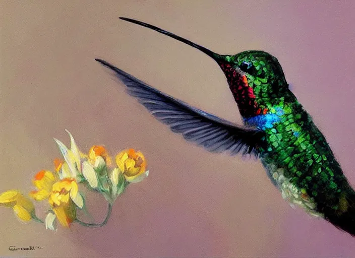 Image similar to “ a highly detailed beautiful portrait of a killer hummingbird, by gregory manchess, james gurney, james jean ”